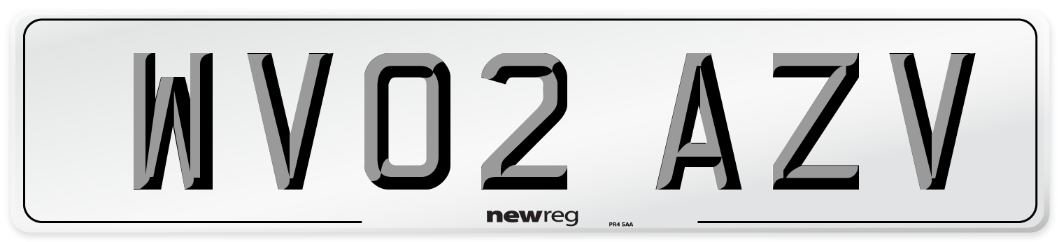 WV02 AZV Number Plate from New Reg